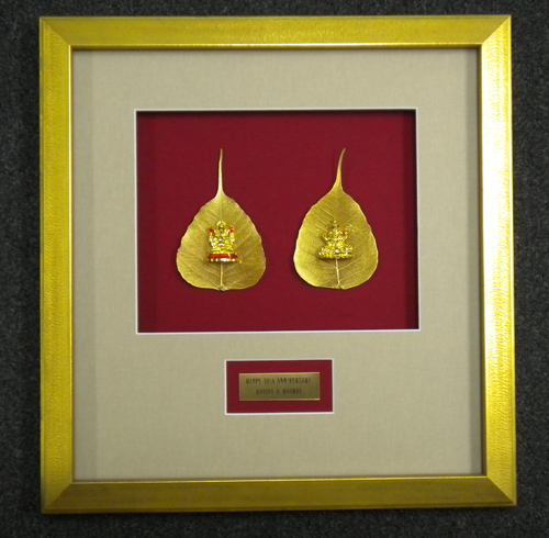Delicate Gold Leaves with Brass Plaque